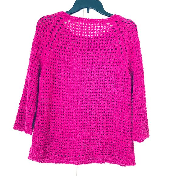 CHICO’S SWEATER Open Weave 3/4 Raglan Sleeves Pink M/L - Picture 2 of 10